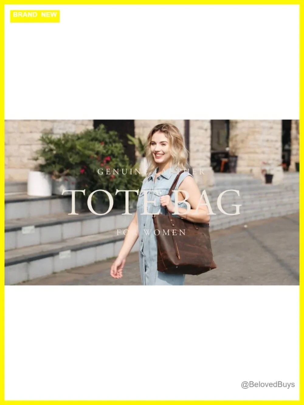 Genuine Leather Shoulder Bag Large Tote for Women Laptop Work Travel